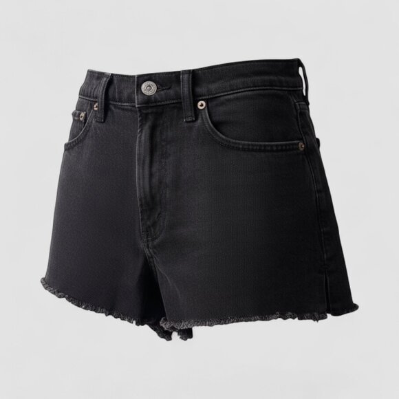 EUC Abercrombie & Fitch 25/0 Mom Shorts High Rise Black Frayed - Picture 6 of 6